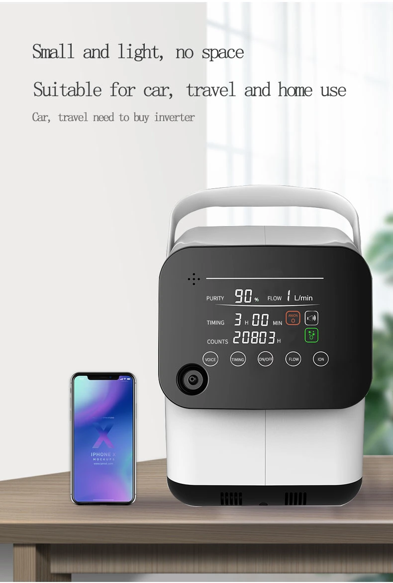 Générateur portatif réglable de l'oxygène de ménage de concentrateur de l'oxygène de la CE Oxygenerator1-7L pour la respiration
