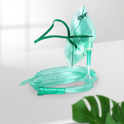 MASQUE À OXYGÈNE SANS LATEX EN MATÉRIAU DE QUALITÉ MÉDICALE POUR ENFANTS ET ADULTES AVEC BANDE ÉLASTIQUE ET TUBE RESPIRATOIRE